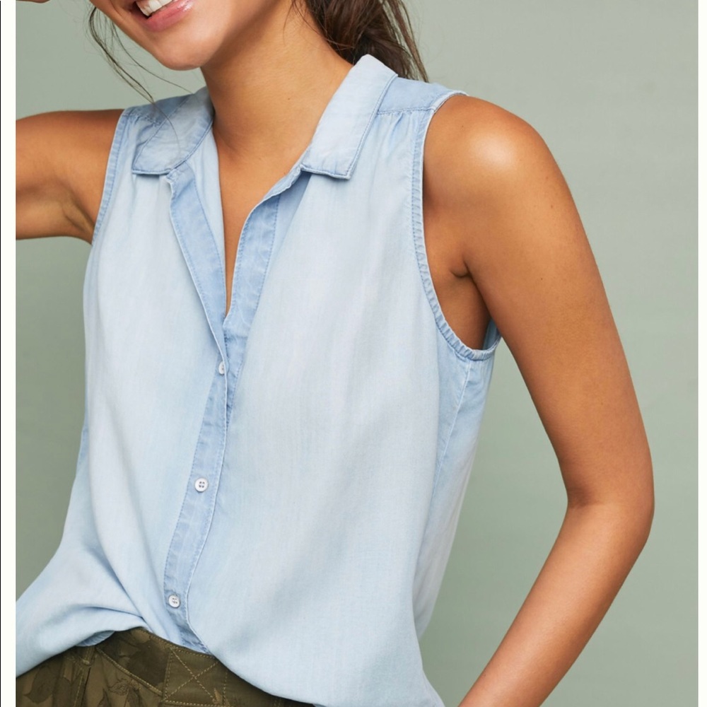 Cloth & Stone Chambray sleeveless button down SZ S